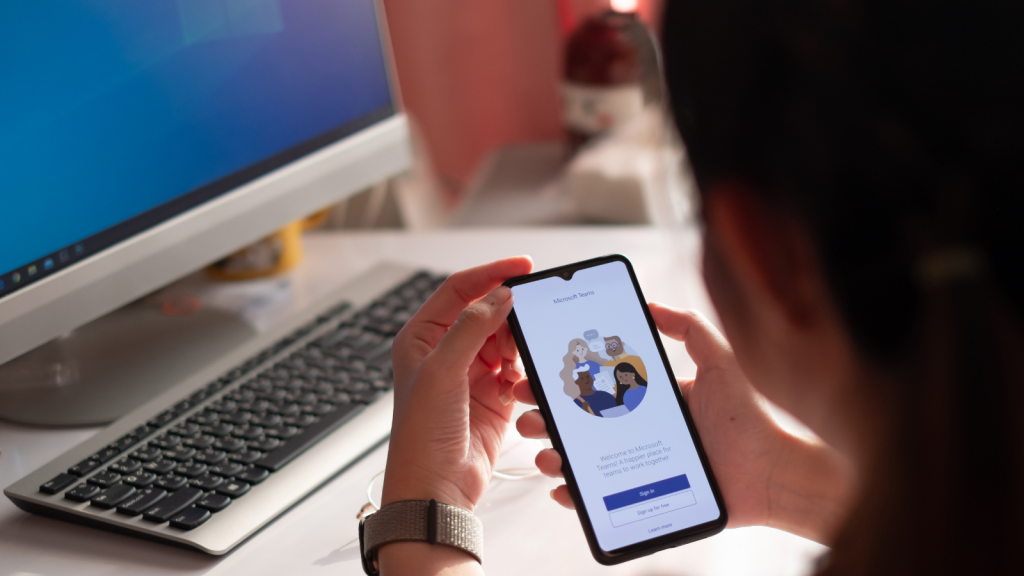 Person Using Microsoft Teams